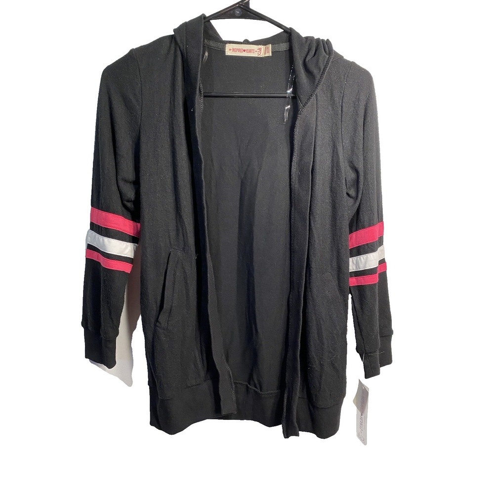 inspired hearts kids girls cardigan size medium‎ 7 8 long sleeve open front